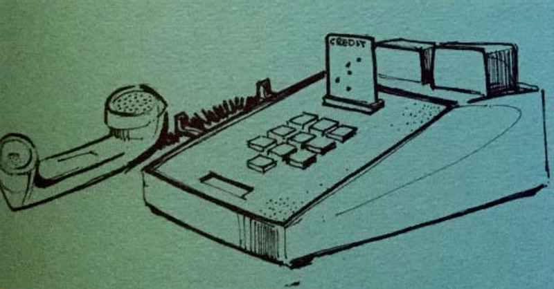 A futuristic phone that accepts credit cards, as envisioned in the 1968 RCA proposal for Disney’s EPCOT (Disney Avenue blog)